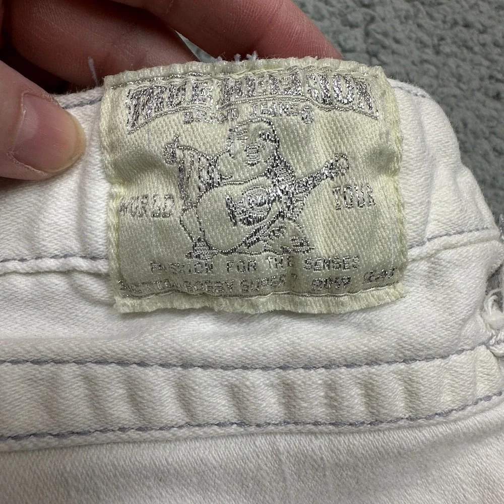 True Religion Jeans Women 32 White Bootcut Made in USA Stretch Denim Low Rise